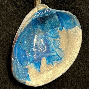 Exclusive Rare Unique Vintage One of a Kind Handmade Necklace Hand-Painted Blue